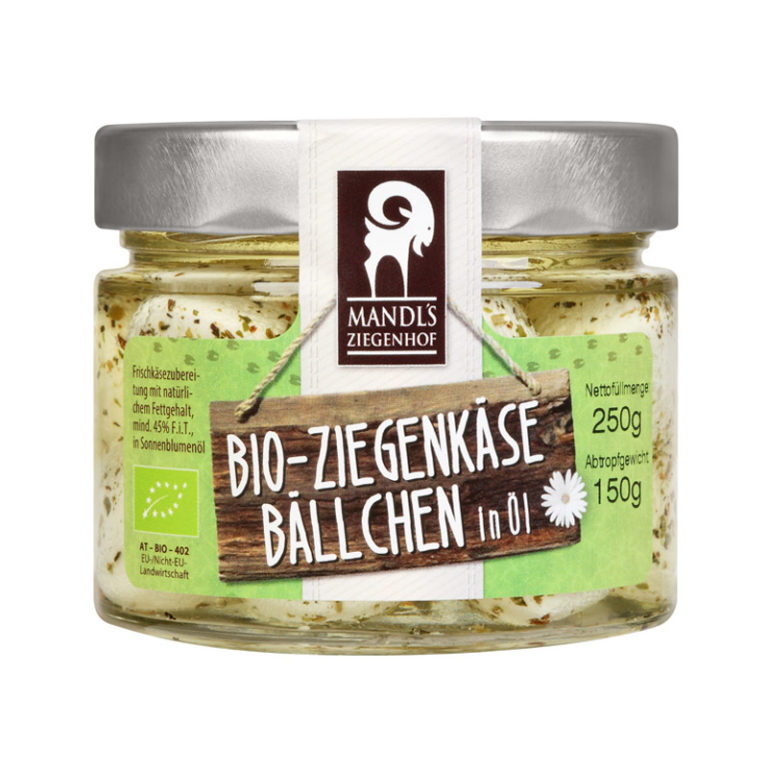 Bio Ziegenkäsebällchen in Öl Glas Kräuter 150g Gutes